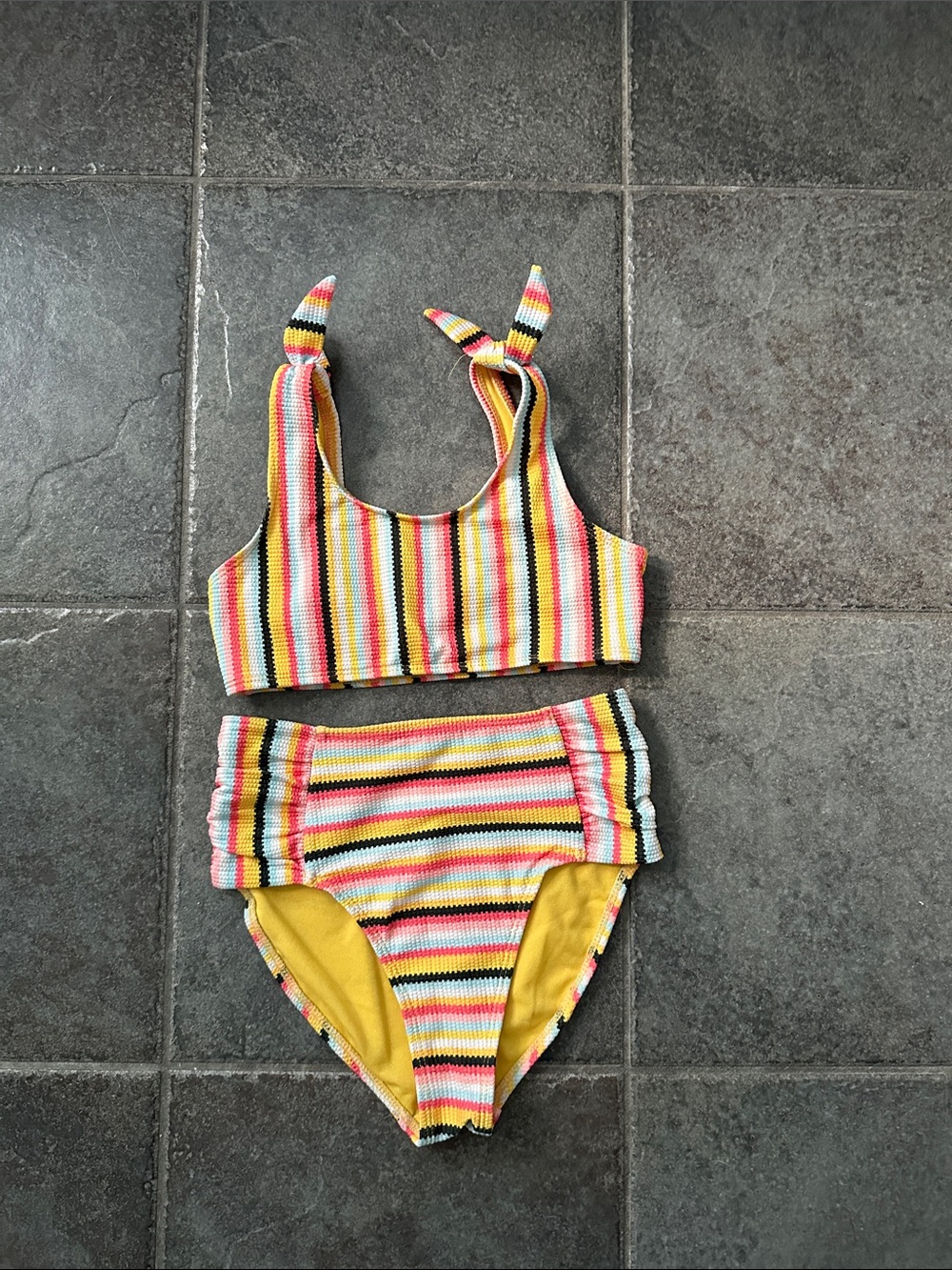 Girls high waist striped bikini